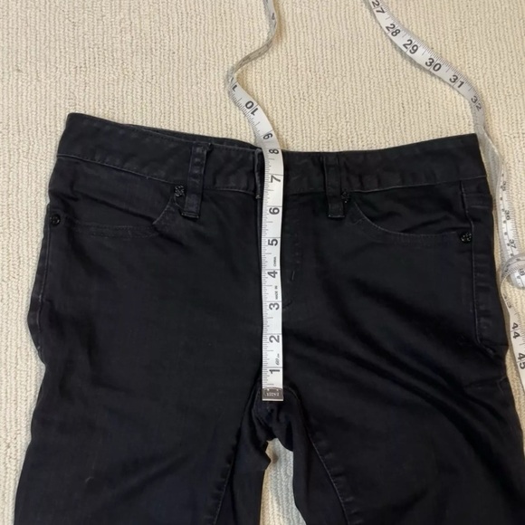 Tory Burch Size 25 Black Denim Legging Jeans Skinny Ankle Low Rise Logo Patch - Picture 7 of 10